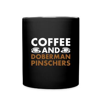 Café et Doberman Pinscher - Mug uni - noir - Devant