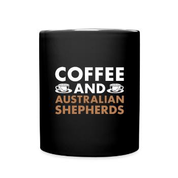 Dog Coffee And Aussie - Full Colour Mug - black - Front