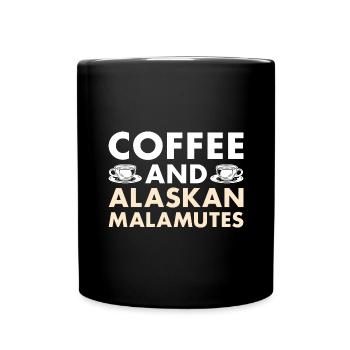 Coffee And Alaskan Malamute - Full Colour Mug - black - Front