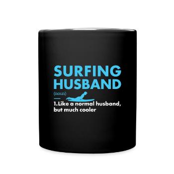 Sport Husband Surfing - Tasse einfarbig - Schwarz - Vorne