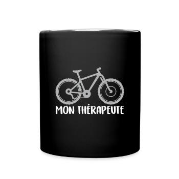 Mon vélo est mon thérapeute. Graphisme cycliste - Mug uni - noir - Devant