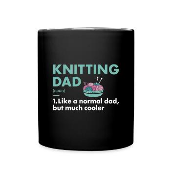 Knitter Dad Definition Knitting - Full Colour Mug - black - Front