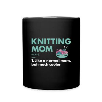 Knitter Mom Definition Knitting - Full Colour Mug - black - Front