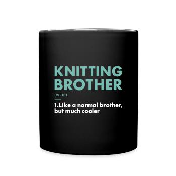 Knitter Brother Definition Knitting - Full Colour Mug - black - Front
