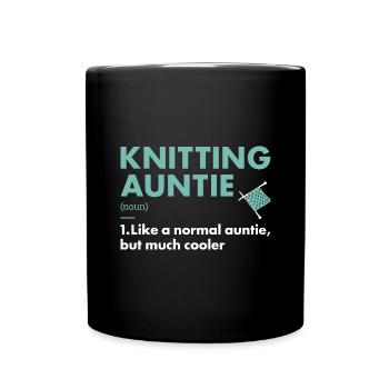 Knitter Auntie Definition Knitting - Full Colour Mug - black - Front