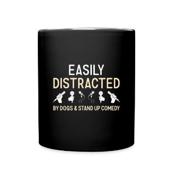 Comédien distrait par les chiens et la comédie stand-up - Mug uni - noir - Devant