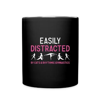 Gymnast Distracted By Cats And Rhythmic Gymnastics - Full Colour Mug - black - Front