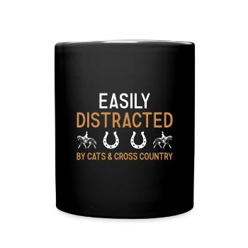Rider Easily Distracted By Cats And Cross Country - Full Colour Mug - black - Front