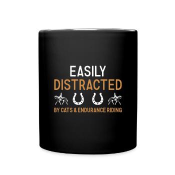 Rider Easily Distracted Cats And Endurance Riding - Full Colour Mug - black - Front
