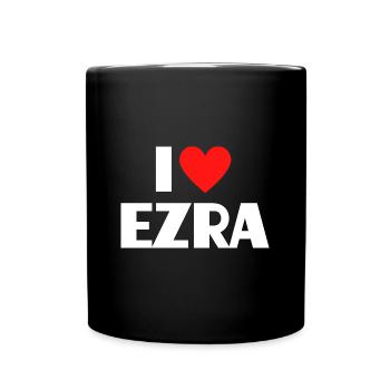 I Love Ezra Red Heart Love Fan Gift - Full Colour Mug - black - Front
