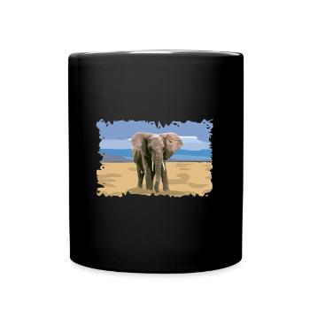 Small African elephant elephanto savannah sky - Full Colour Mug - black - Front