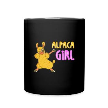 Alpaca Mädchen - Tasse einfarbig - Schwarz - Vorne