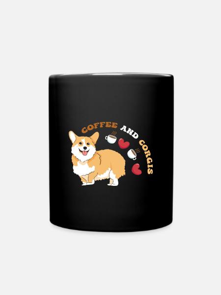 Corgi Dog & Café - Mug uni - noir