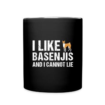 Dog I Like Basenji And I Cannot Lie - Full Colour Mug - black - Front