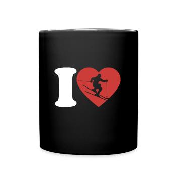 I Love Ski, Après Ski, Winter Sports, Heart - Full Colour Mug - black - Front