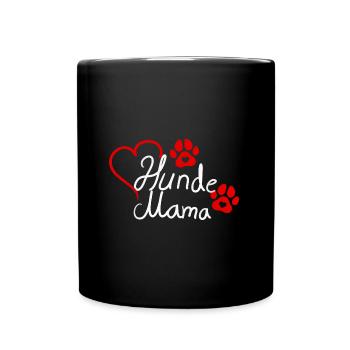 Hunde Mama Herz Hundepfote - Tasse einfarbig - Schwarz - Vorne