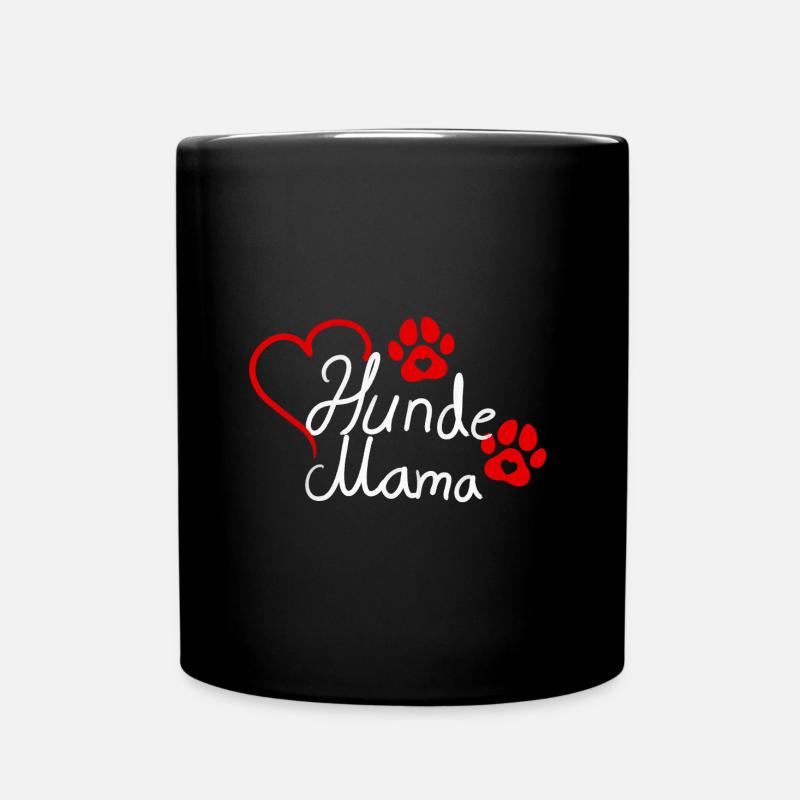 Hunde Mama Herz Hundepfote - Tasse einfarbig - Schwarz