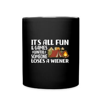 Camping Geschenkideen | Camper Urlaub Lagerfeuer - Tasse einfarbig - Schwarz - Vorne