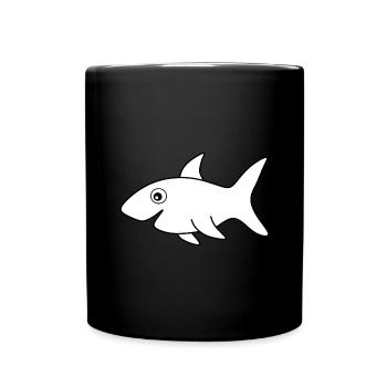 Haifisch Haie Fisch angeln - Tasse einfarbig - Schwarz - Vorne