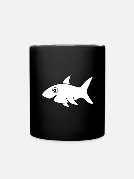 Haifisch Haie Fisch angeln - Tasse einfarbig - Schwarz