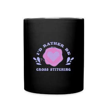 Cross Stitch Kreuzstich Sticken - Tasse einfarbig - Schwarz - Vorne