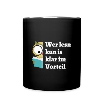 Wer lesn kun... - bayerischer Spruch - Tasse einfarbig - Schwarz - Vorne