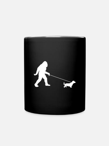 Yeti und Dackel - Tasse einfarbig - Schwarz