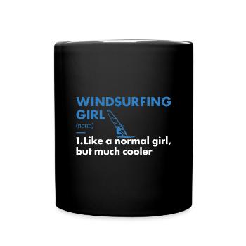 Sport Girl Windsurfing - Full Colour Mug - black - Front