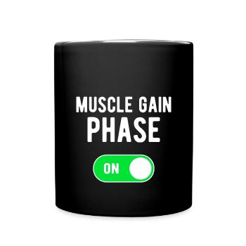Muscle Gain Phase ON Bodybuilding Weights Workout - Full Colour Mug - black - Front