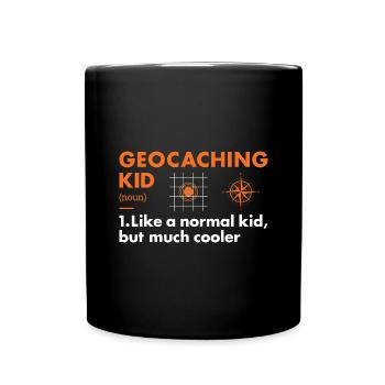 Geocacher Kid Definition Geocaching - Full Colour Mug - black - Front
