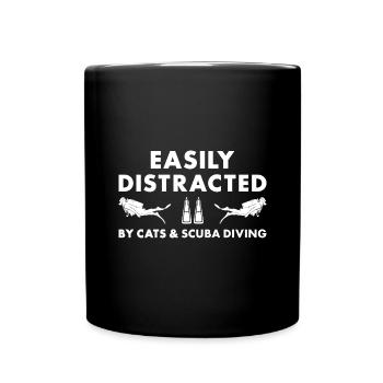 Scuba Diver Distracted By Cats And Scuba Diving - Full Colour Mug - black - Front