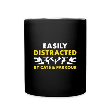 Traceur Easily Distracted By Cats And Parkour - Full Colour Mug - black - Front