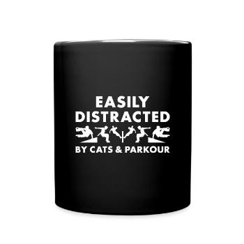 Traceur Easily Distracted By Cats And Parkour - Full Colour Mug - black - Front
