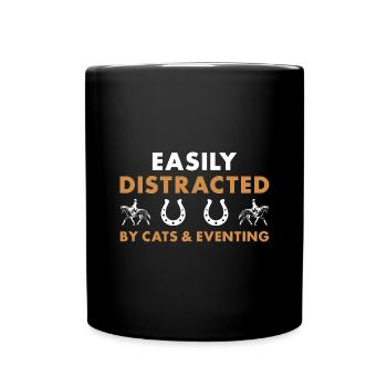 Les cavaliers sont facilement distraits par les chats et le concours complet - Mug uni - noir - Devant