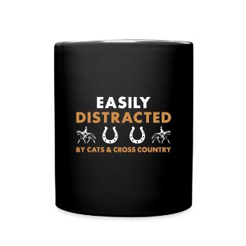 Rider Easily Distracted By Cats And Cross Country - Full Colour Mug - black - Front