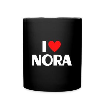I love Nora Red Heart Love Fan Gift - Full Colour Mug - black - Front