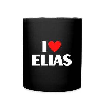 I Love Elias Red Heart Love Fan Gift - Full Colour Mug - black - Front