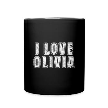 Love Olivia Retro Herz Name Liebe Text Spruch - Tasse einfarbig - Schwarz - Vorne