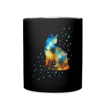 Chat sur la Voie Lactée Vintage Univers Étoiles - Mug uni - noir - Devant