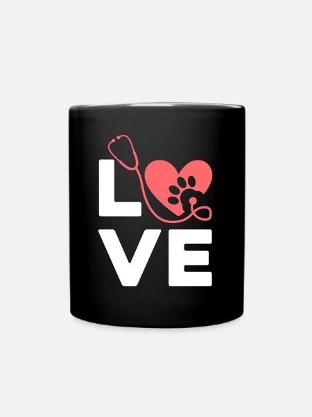 LOVE - Tierarzt - Tasse einfarbig - Schwarz
