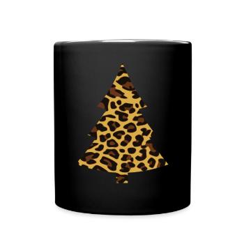 Weihnachtsbaum Leopard - Tasse einfarbig - Schwarz - Vorne