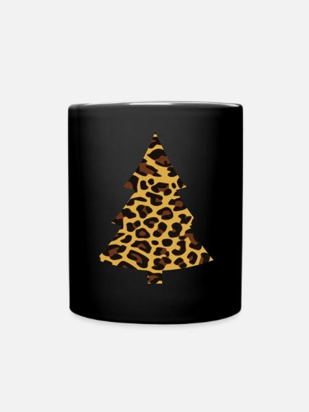 Weihnachtsbaum Leopard - Tasse einfarbig - Schwarz