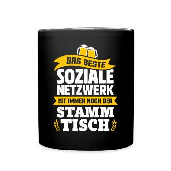 Bestes soziales Netzwerk: STAMMTISCH - Tasse einfarbig - Schwarz - Vorne
