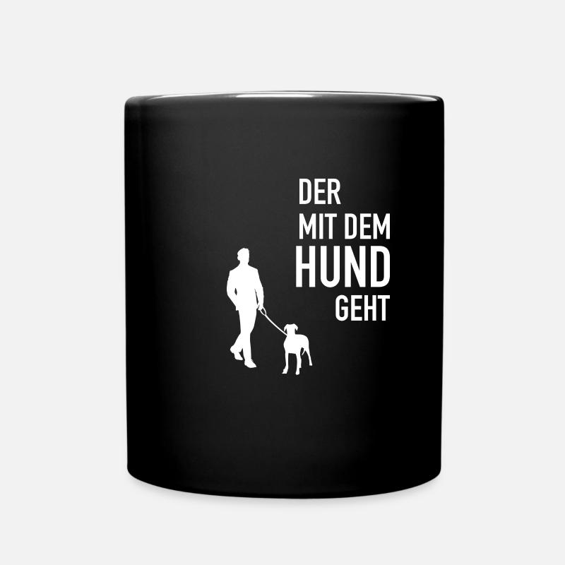 He walks with the dog - Full Colour Mug - black