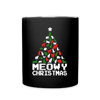 Cat Christmas Tree Ugly Sweater - Full Colour Mug - black - Front