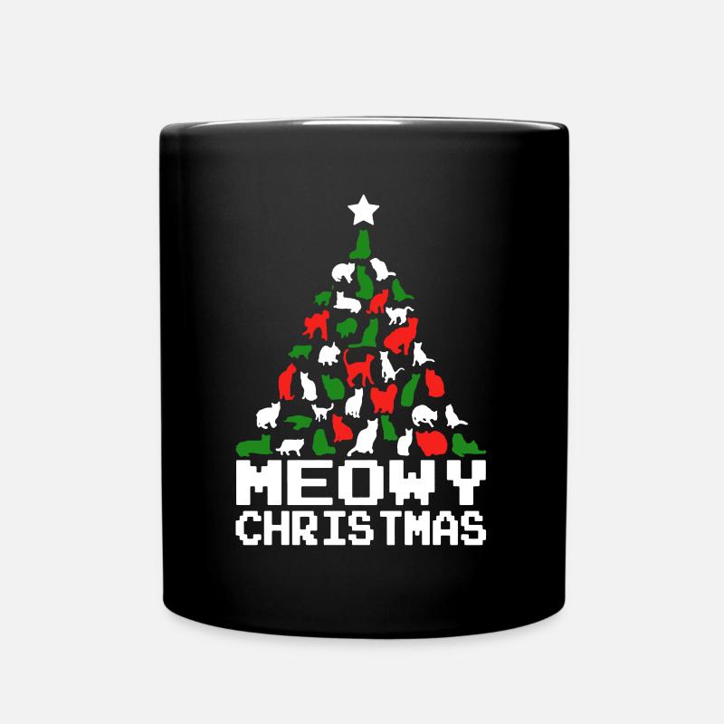 Cat Christmas Tree Ugly Sweater - Full Colour Mug - black