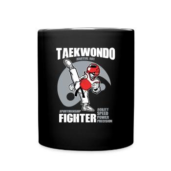 Taekwando Kämpfer - Tasse einfarbig - Schwarz - Vorne