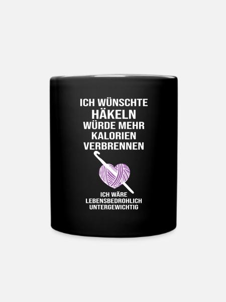 Häkeln Handarbeit Wolle Nähen Stricken Stoff Nadel - Tasse einfarbig - Schwarz