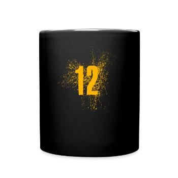 12 Zwölf Geburtstag - Tasse einfarbig - Schwarz - Vorne