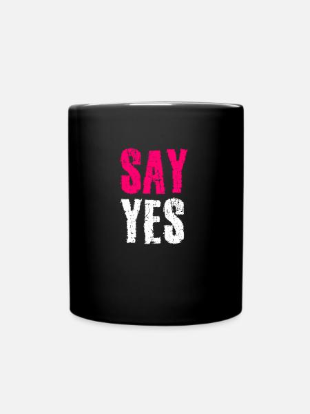 Say Yes marriage proposal - Full Colour Mug - black